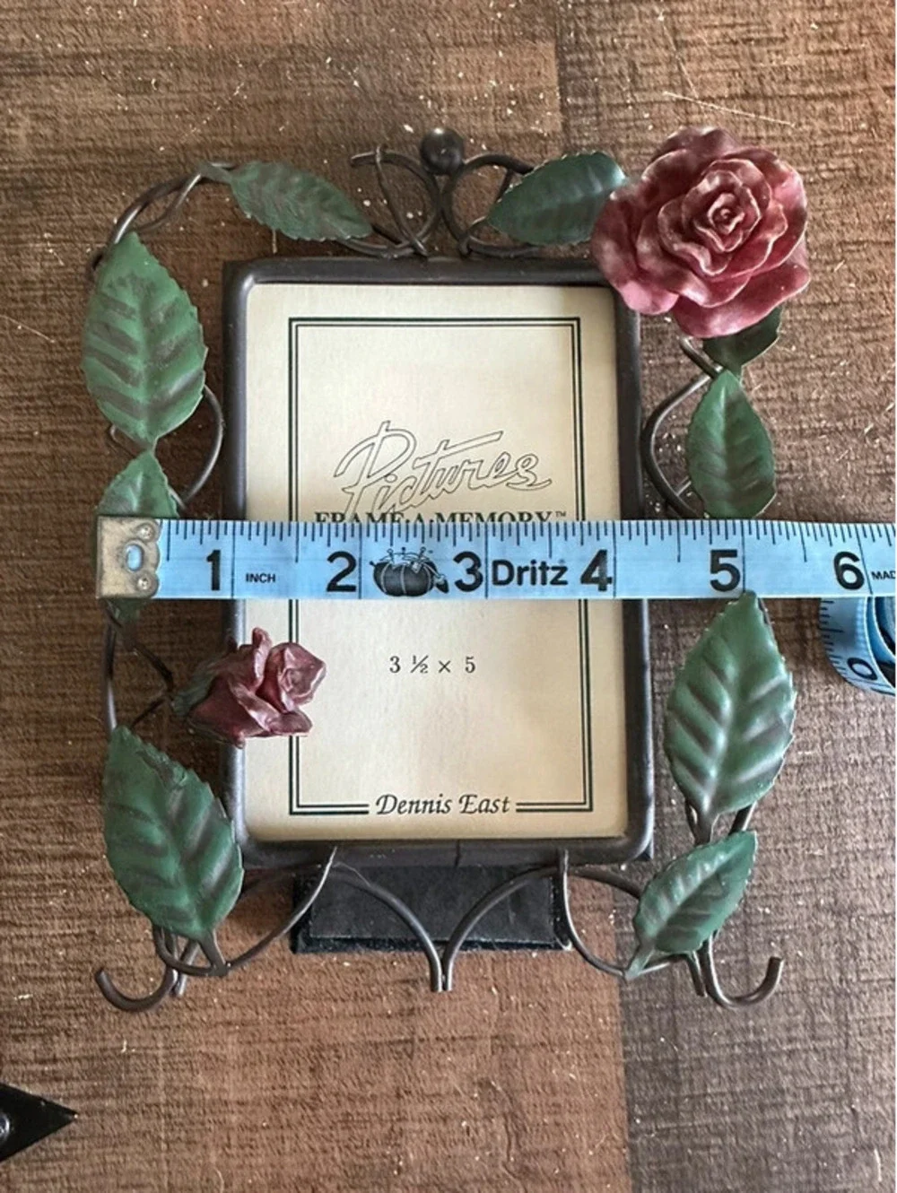Vintage 1996 Dennis East Metal Rose Picture Frame 3.5x5 No Glass Floral